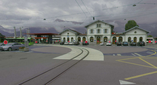 Aigle : Nuage 3D entre gare CFF et dépôt TPC